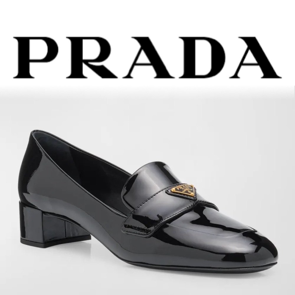 PRADA VERNICE LOAFER PUMPS || Black